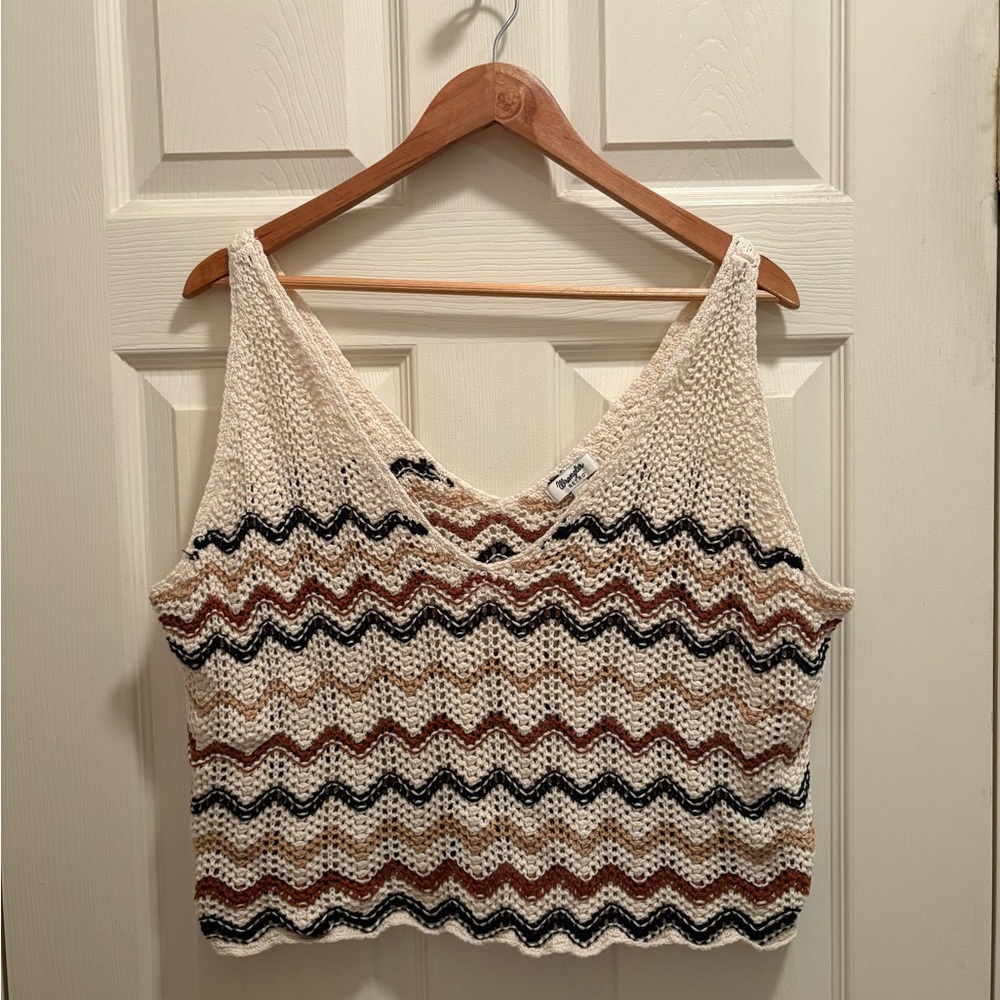 Octavia Crochet Ivory Sweater Tank by Wrangler